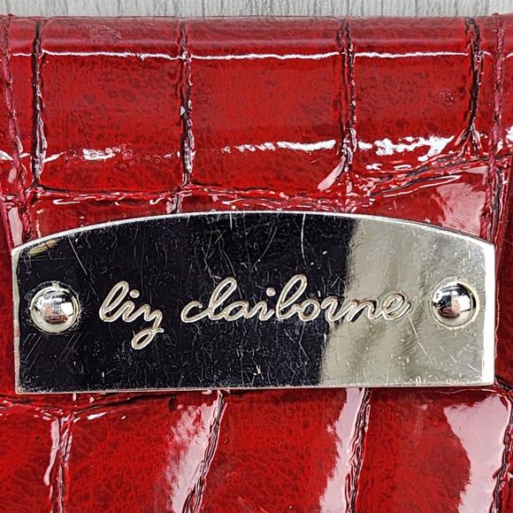 Liz Claiborne Red Trifold Wallet 6x3 Polyvinyl Clutch Billfold Read Flaws Vtg ? - Picture 3 of 12